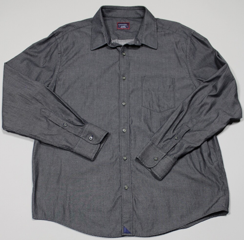 Untuckit Long Sleeve Button Up Shirt Mens XL Charcoal Gray